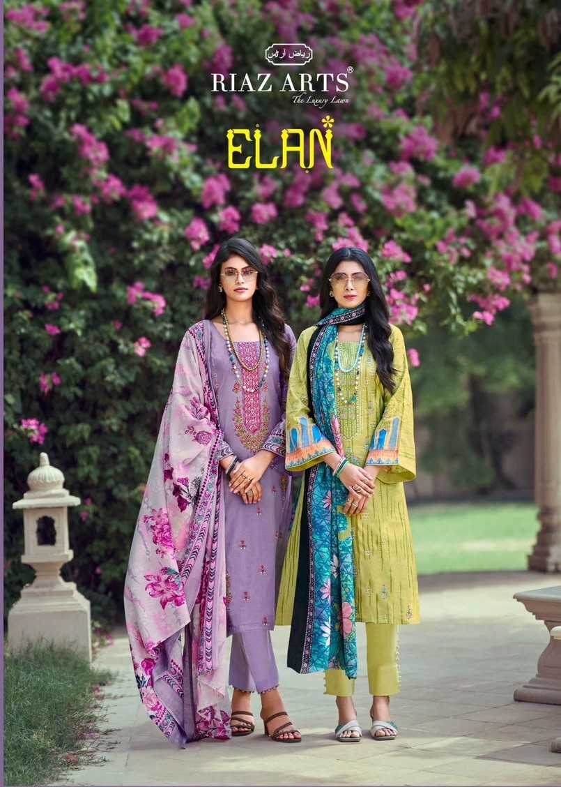 riaz arts elan karachi lawn readymade pretty look big size pakistani salwar suit  