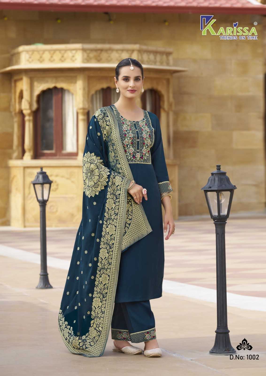 roshani by karissa readymade viscose roman silk classic suit for women 