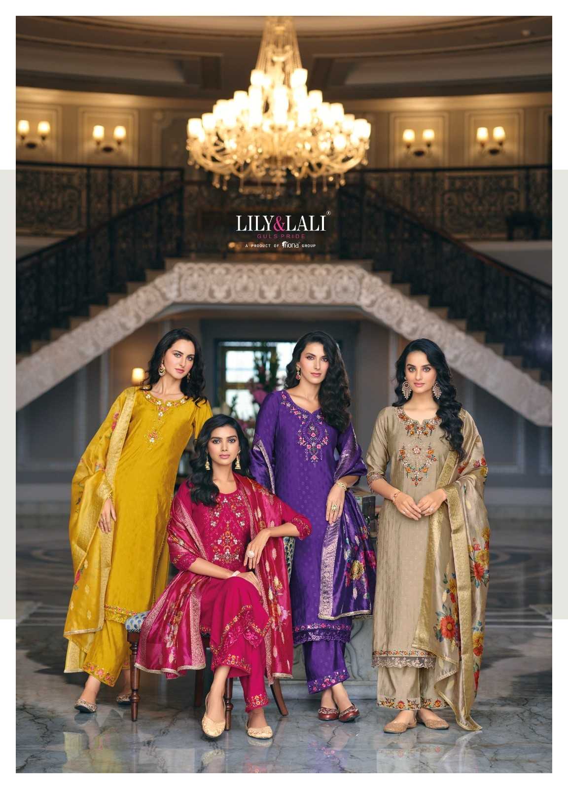 rubab by lily & lali self jacquard viscose silk readymade trendy ladies suits
