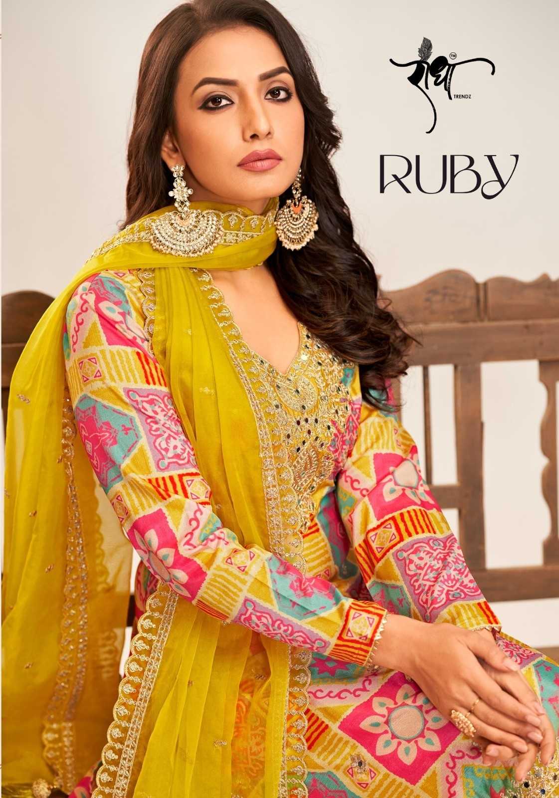 ruby by radha trendz chinon embroidery work readymade designer salwar suit 