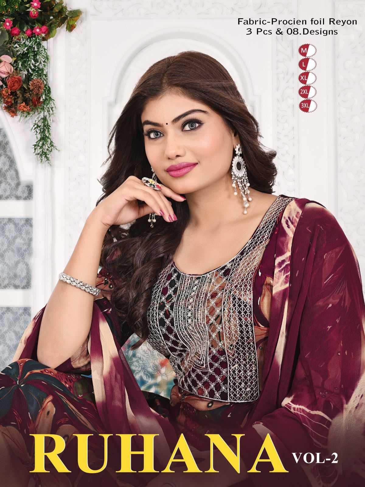 ruhana vol 2 by fashion talk readymade stylish rayon print 3pcs suit 