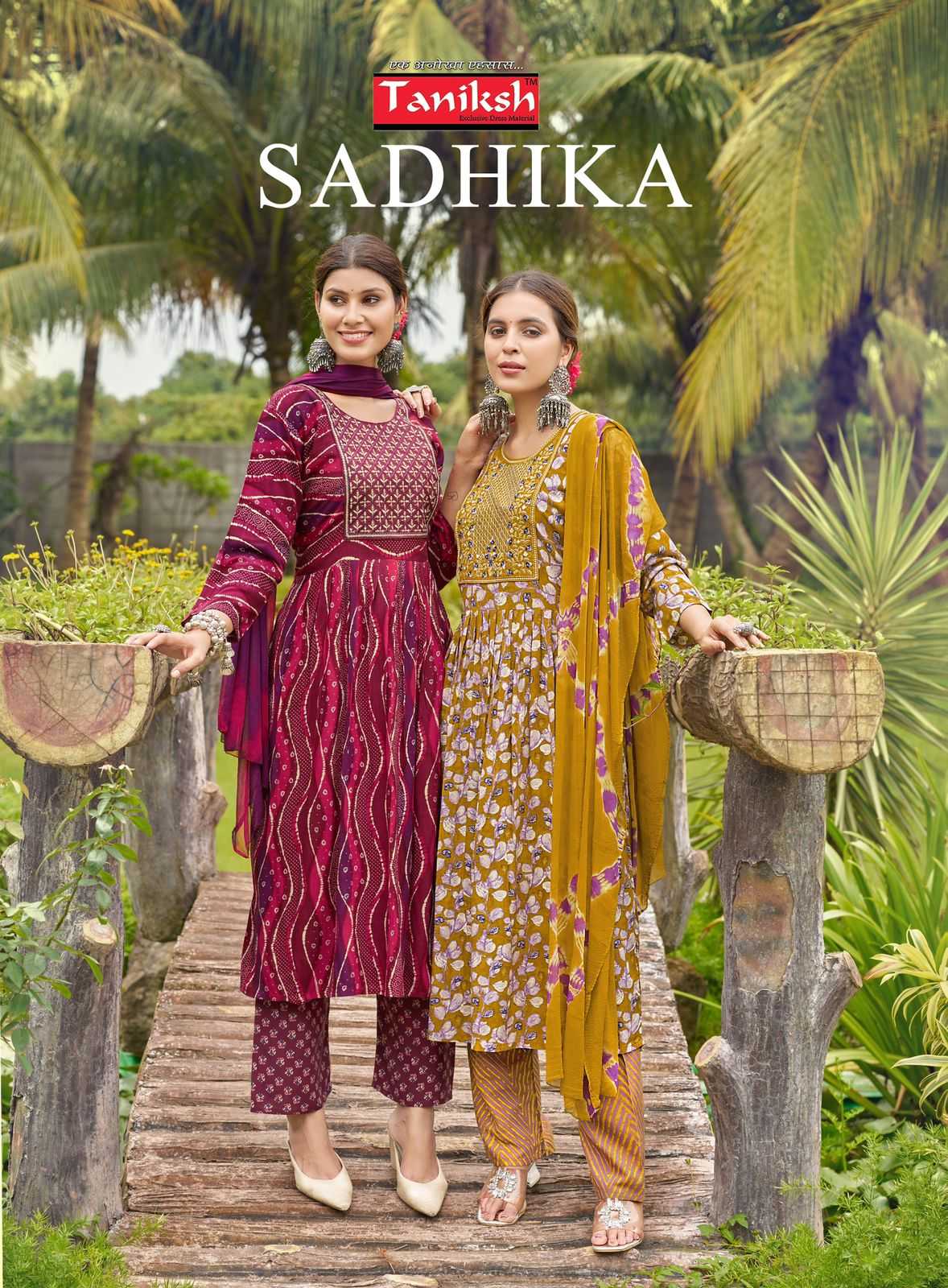 sadhika by taniksh rayon embroidery work elegant style readymade 3pcs suit 