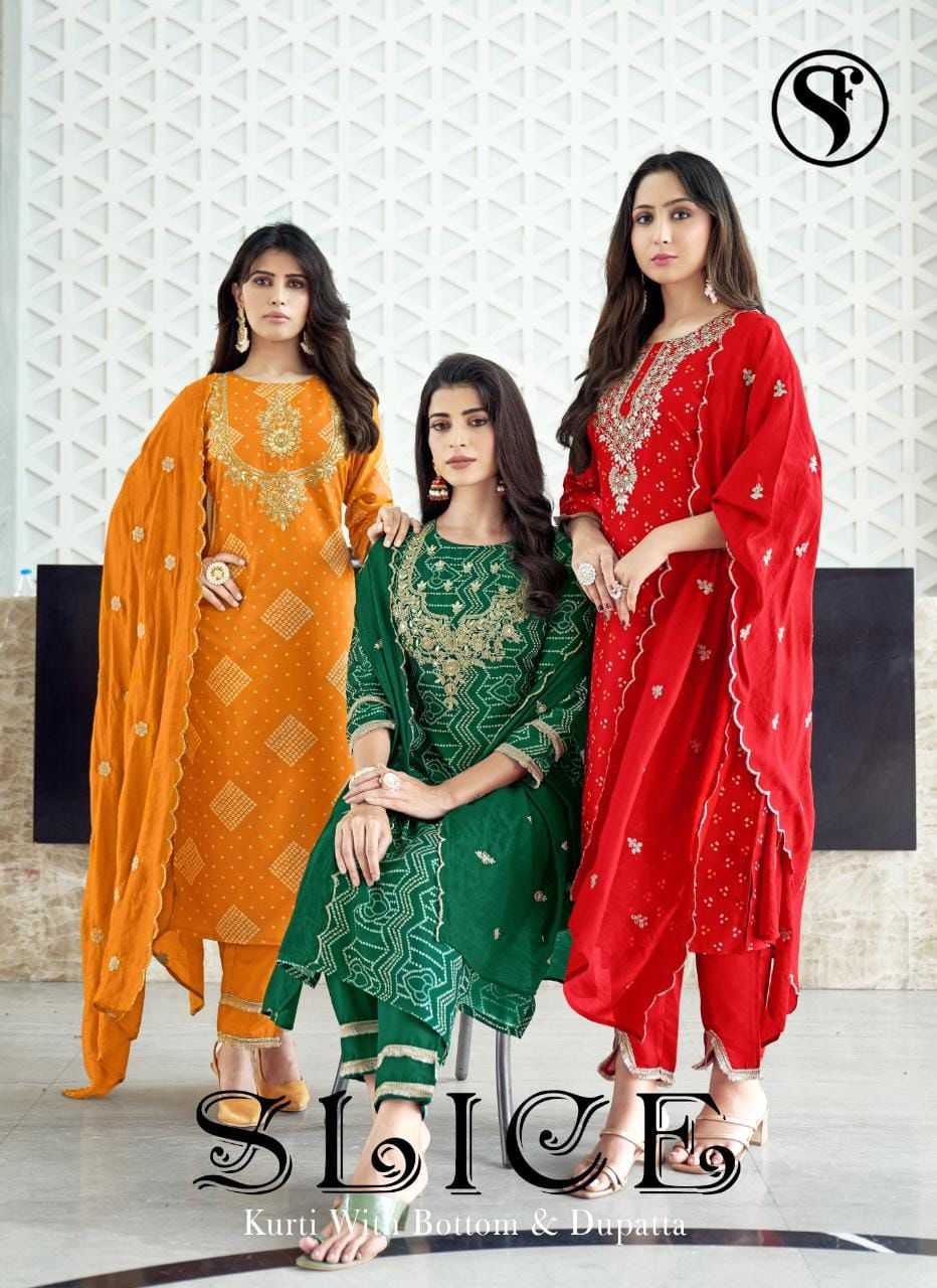 slice by sweety fashion elegance chinon silk full stitch salwar kameez 
