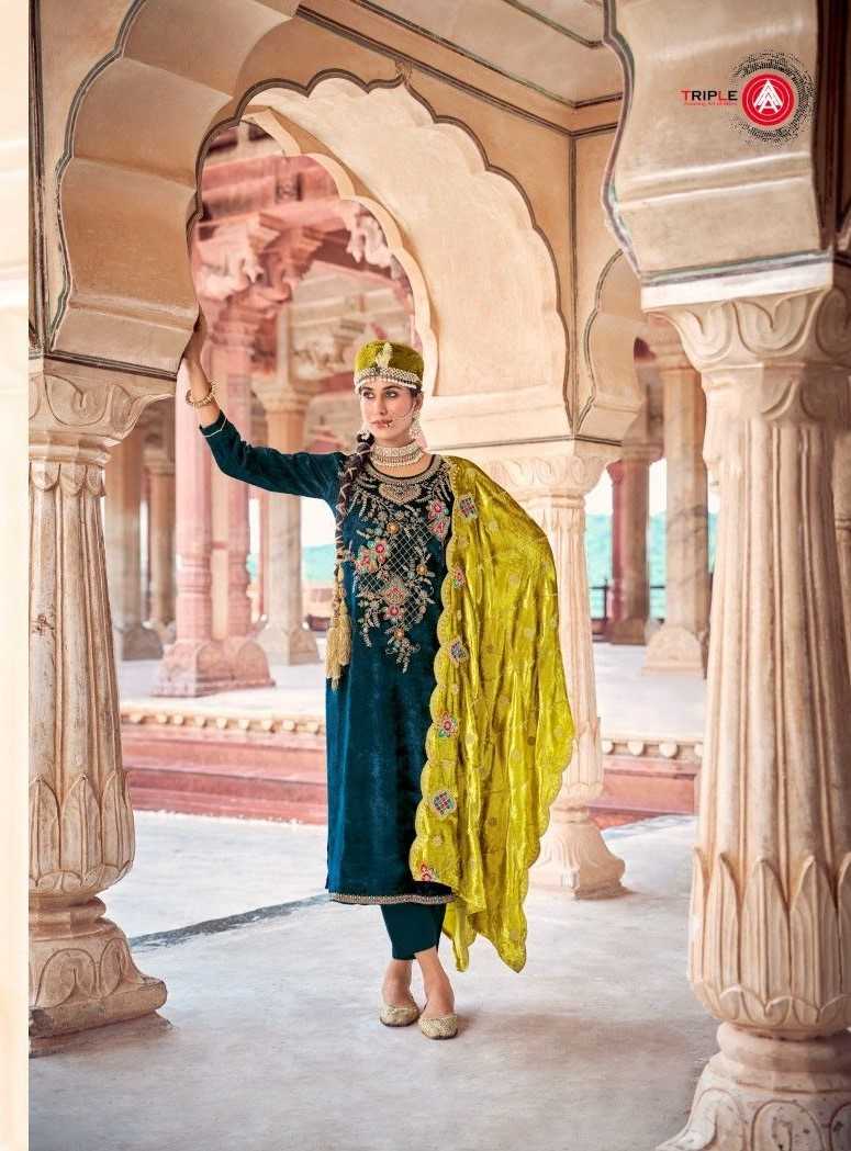triple a veneshiaa viscose makhmali winter special velvet suits