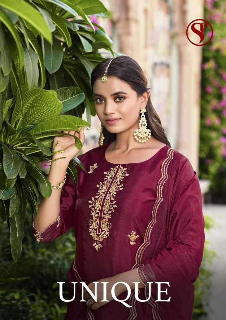 unique by sweety fashion chinon silk readymade elegant style 3pcs dress