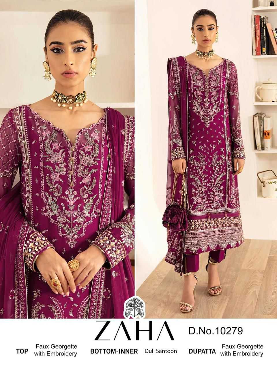 zaha 10279 readymade elegant style modal pakistani big size 3pcs dress