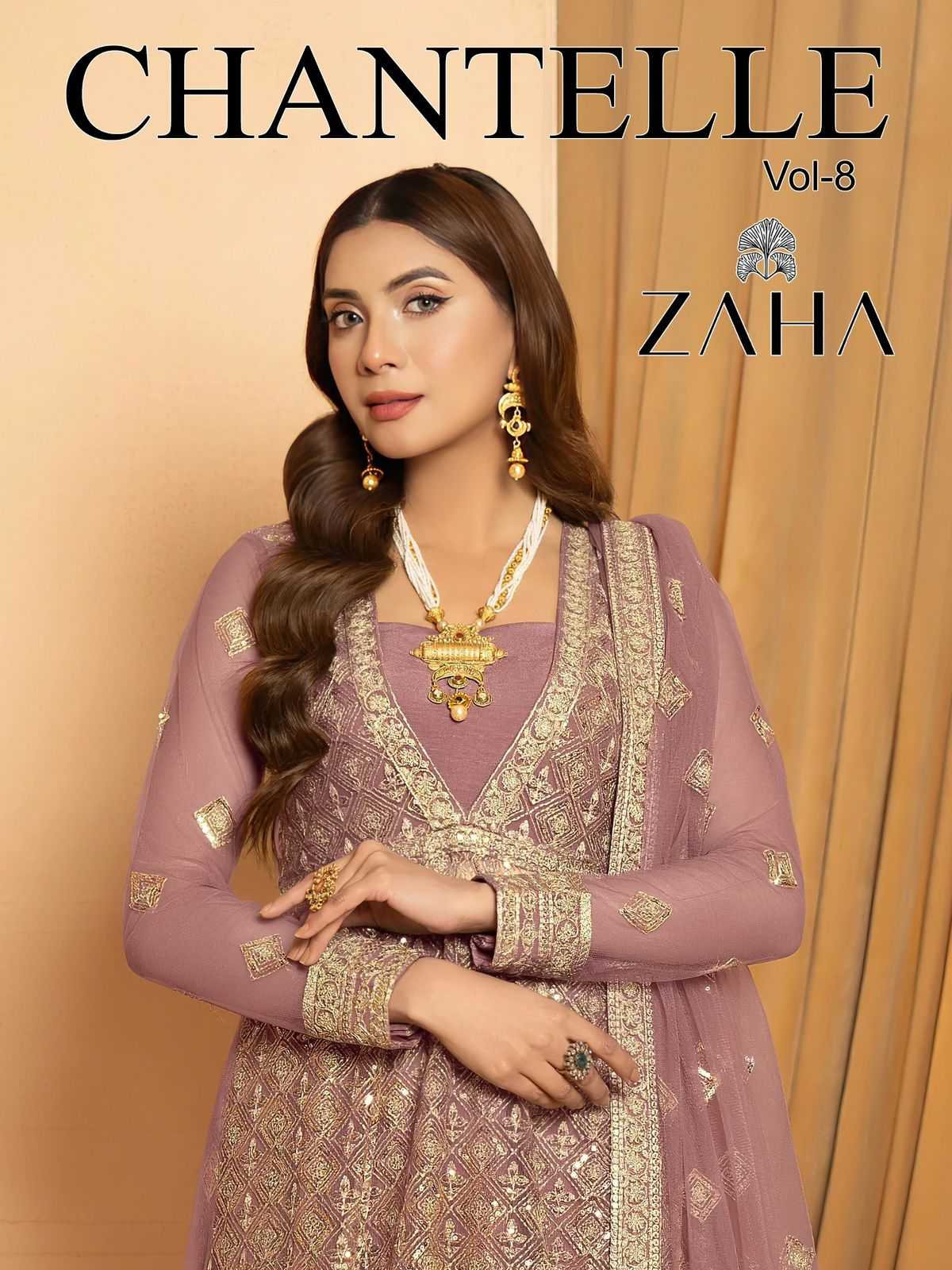 zaha chantelle vol 8 10354 butterfly net full stitch plus size pakistani dress 