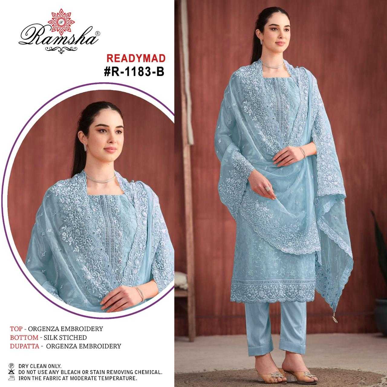 1183 nx by ramsha popular design organza pakistani full stitch ladies suit 