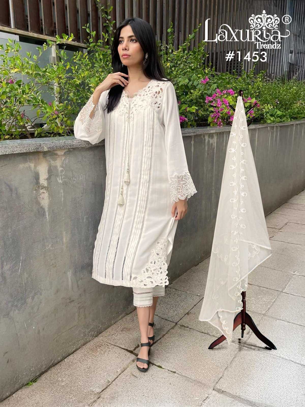 1453 by laxuria trendz velour readymade stylish kurti pant dupatta 