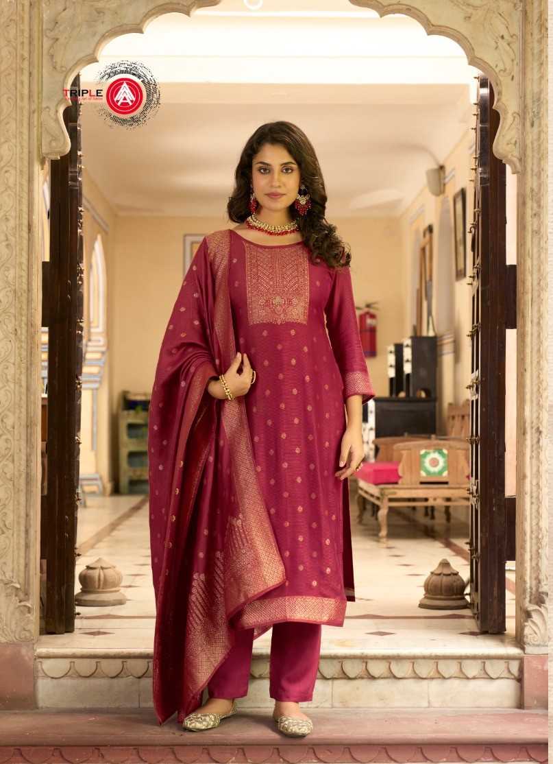 anjum by triple a viscose pashmina winter special readymade plus size suit 