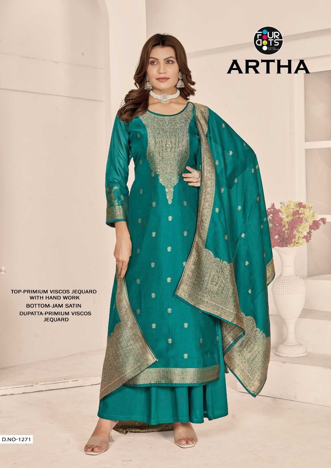artha by fourdots viscose jacquard work suits collection
