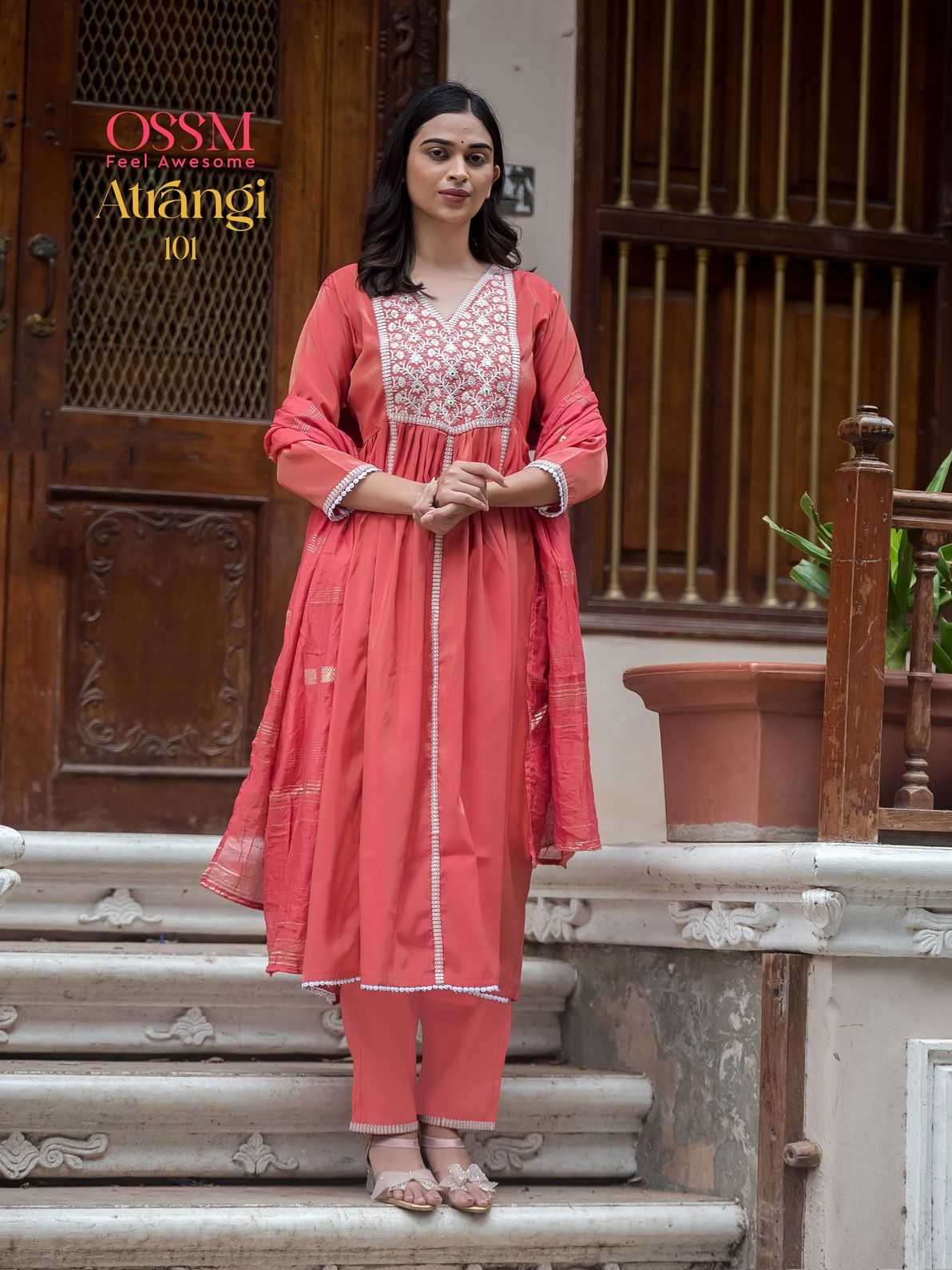 atrangi by ossm viscose roman simmer readymade suits