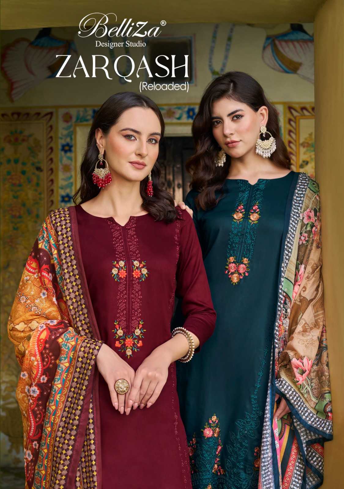 belliza designer zarqash amazing work full stitch big size pakistani suit 