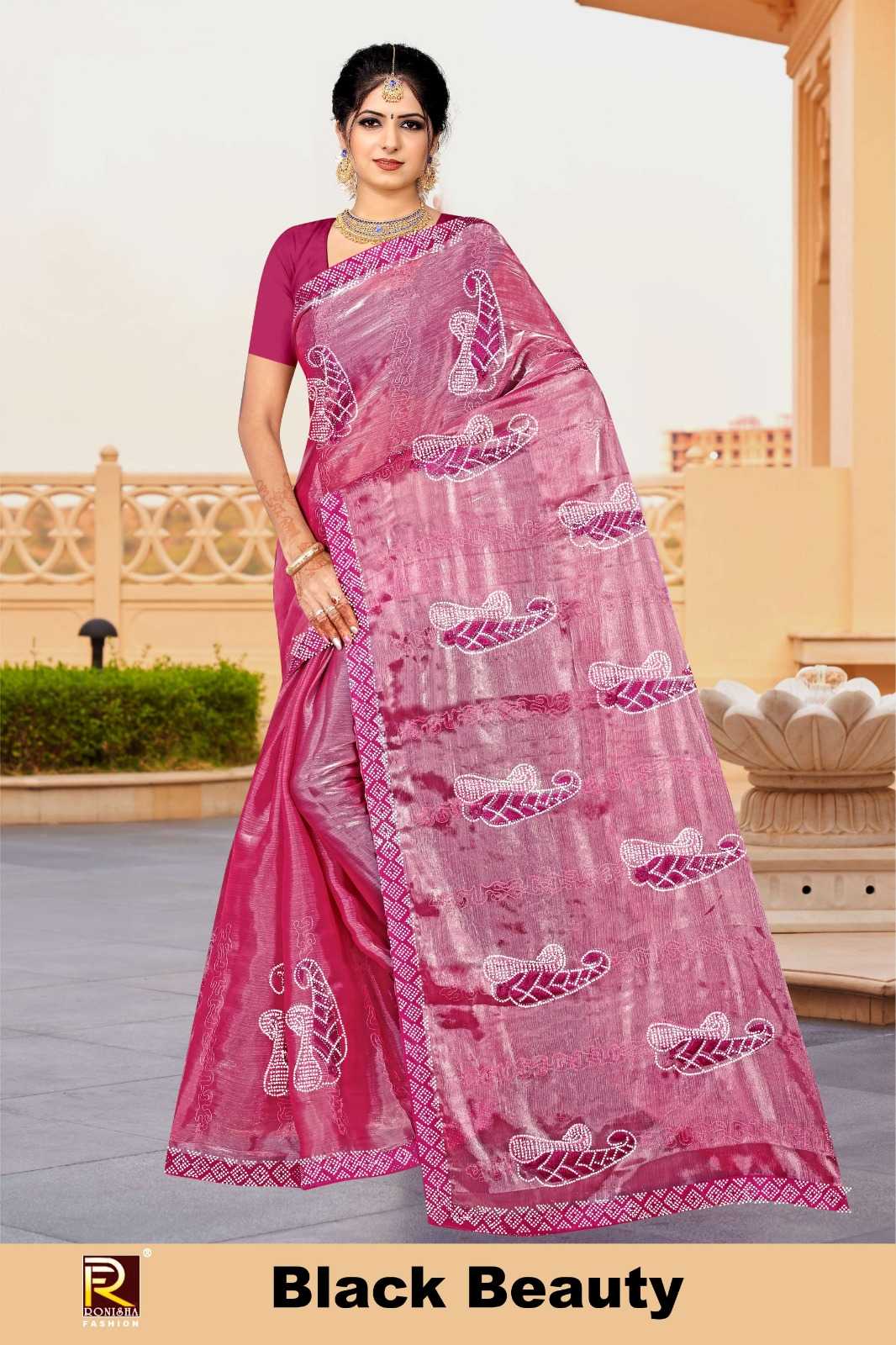 BLACK BEAUTY  BY RANJNA SAREE  JIMI CHOO FABRICS SIROSKI DIAMOND WORK  & EMBROIDERY WORK FANCY SUPER HIT COLLECTION SAREES