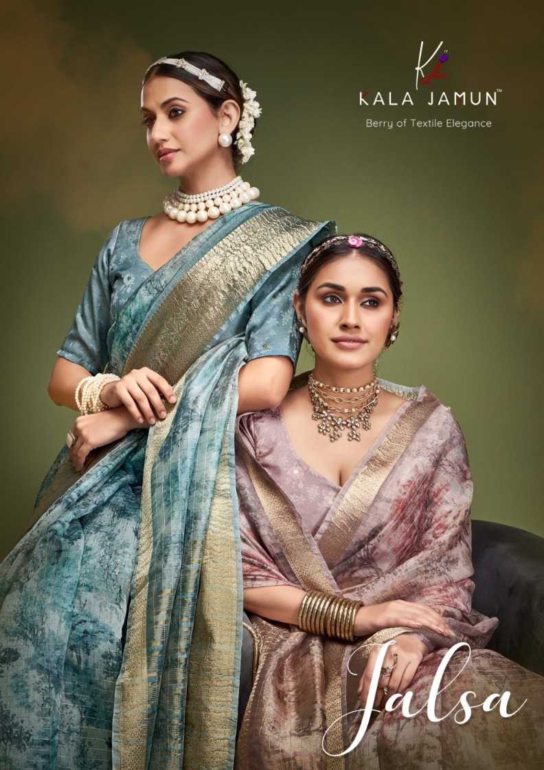 jalsa by kala jamun 36-39 series stylish organza crush saree 
