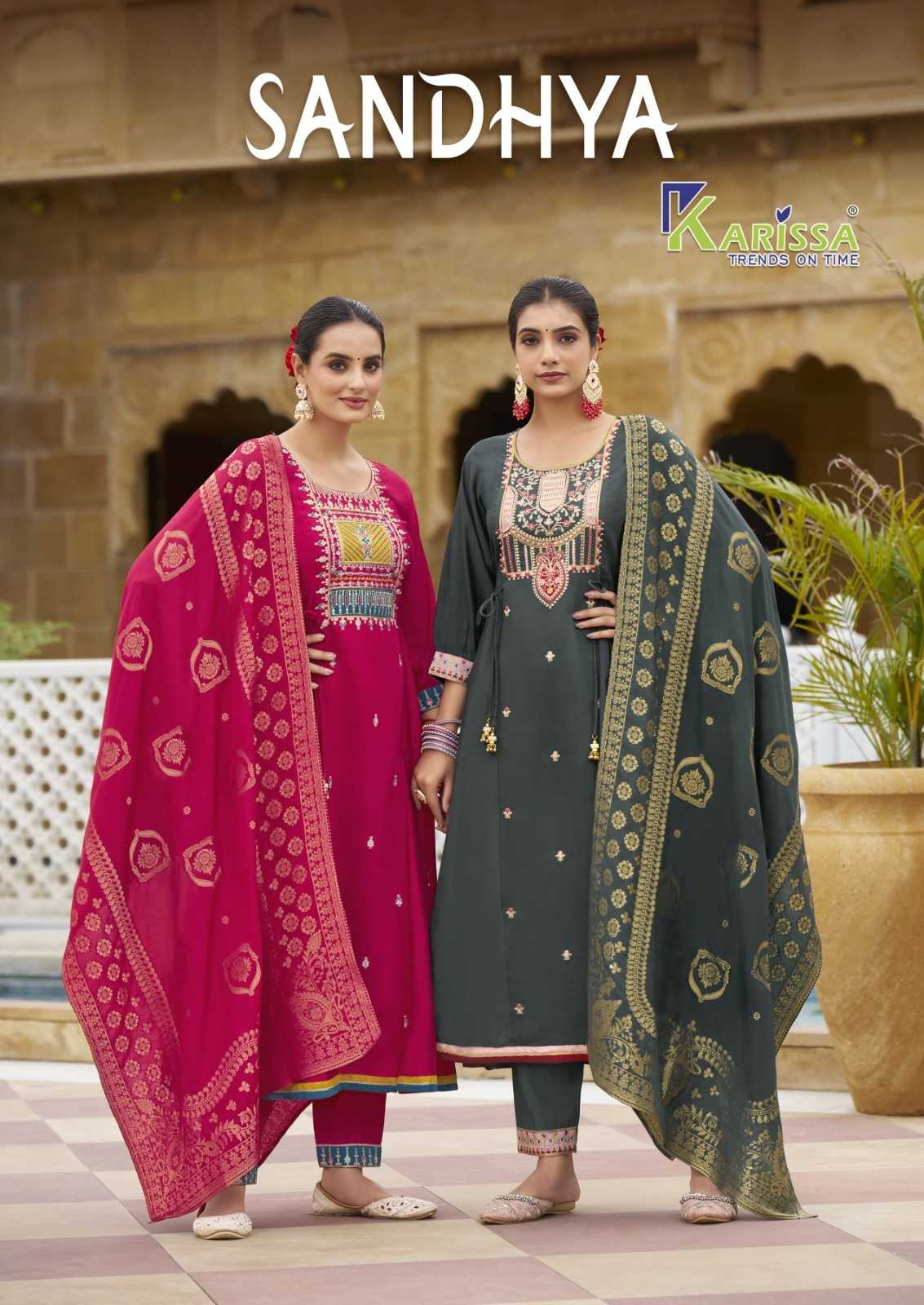 karissa sandhya viscose roman silk readymade suits