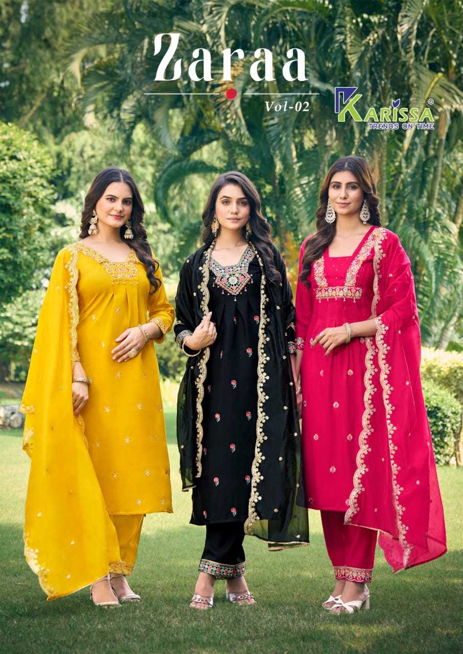 karissa zaraa vol 2 viscose dola silk readymade classic look 3pcs dress