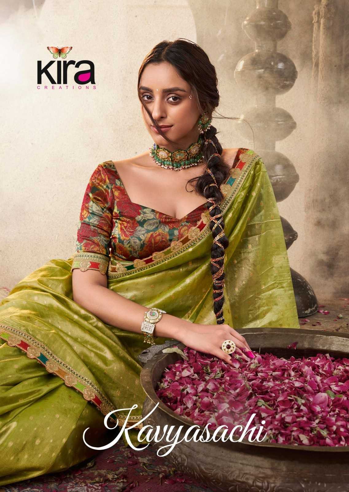 kavyasachi by kira creation zari tissue 6401-6406 fashionable saree exports 