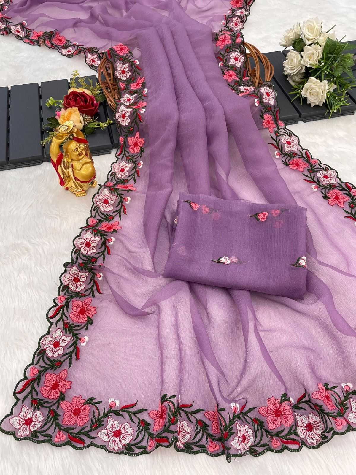 pr kc candy crush embroidery thread work women saree