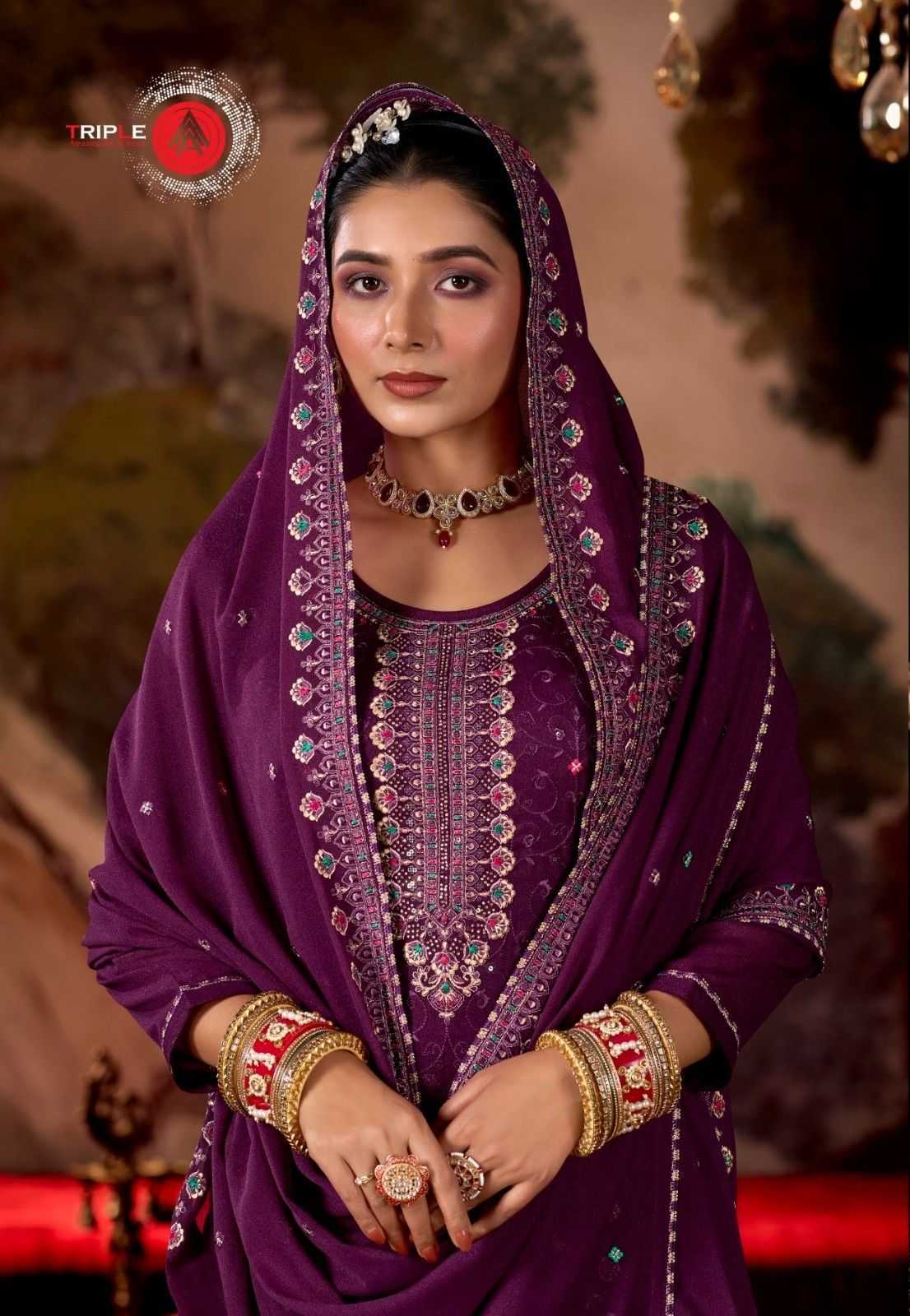 riha by triple a georgette sequence work trendy ladies suits