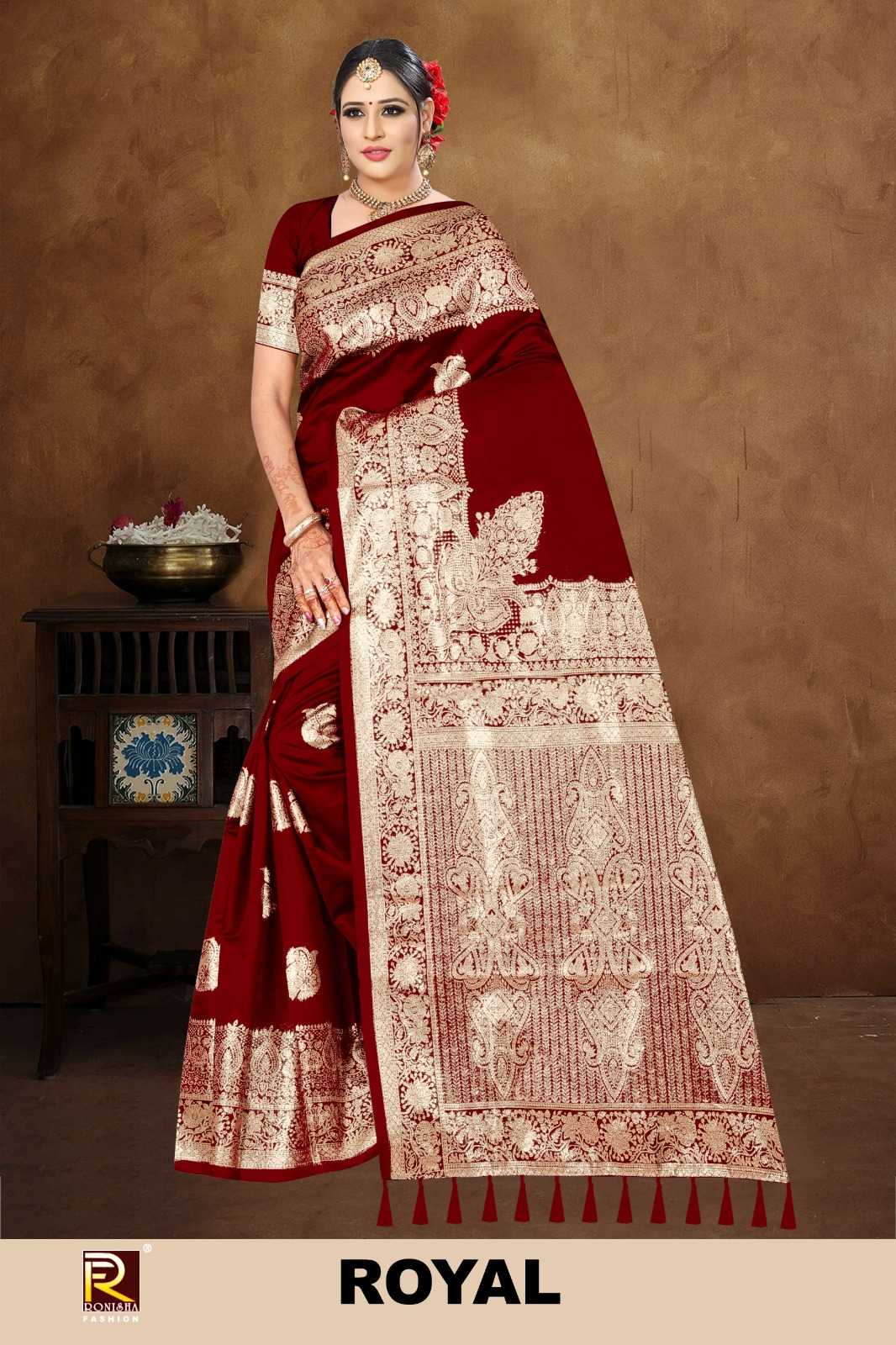 ROYAL BY RANJNA SAREE  BANARASI SILK  FABRICS FANCY SUPER HIT COLLECTION SAREES