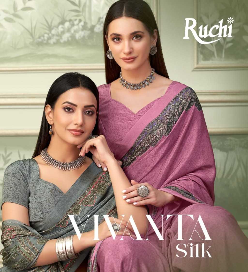 ruchi vivanta silk beautiful look silk crepe saree exports 