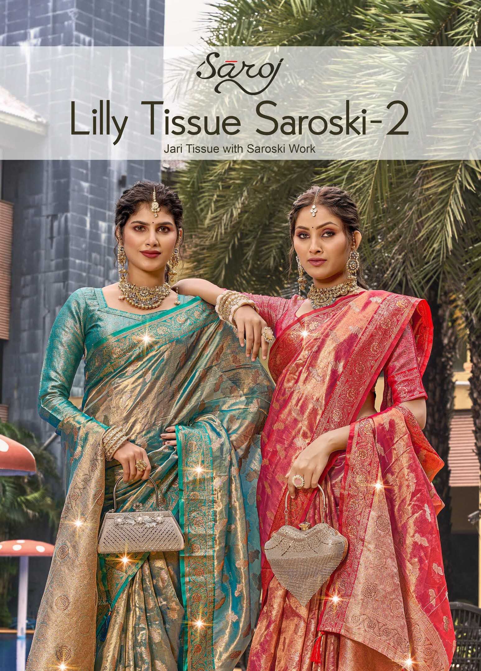 Saroj Lilly tissue vol.2 organza silk saree 