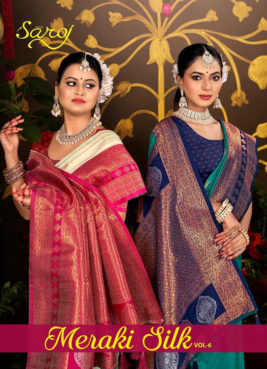 Saroj Meraki silk vol.6 50*600 silk copper saree