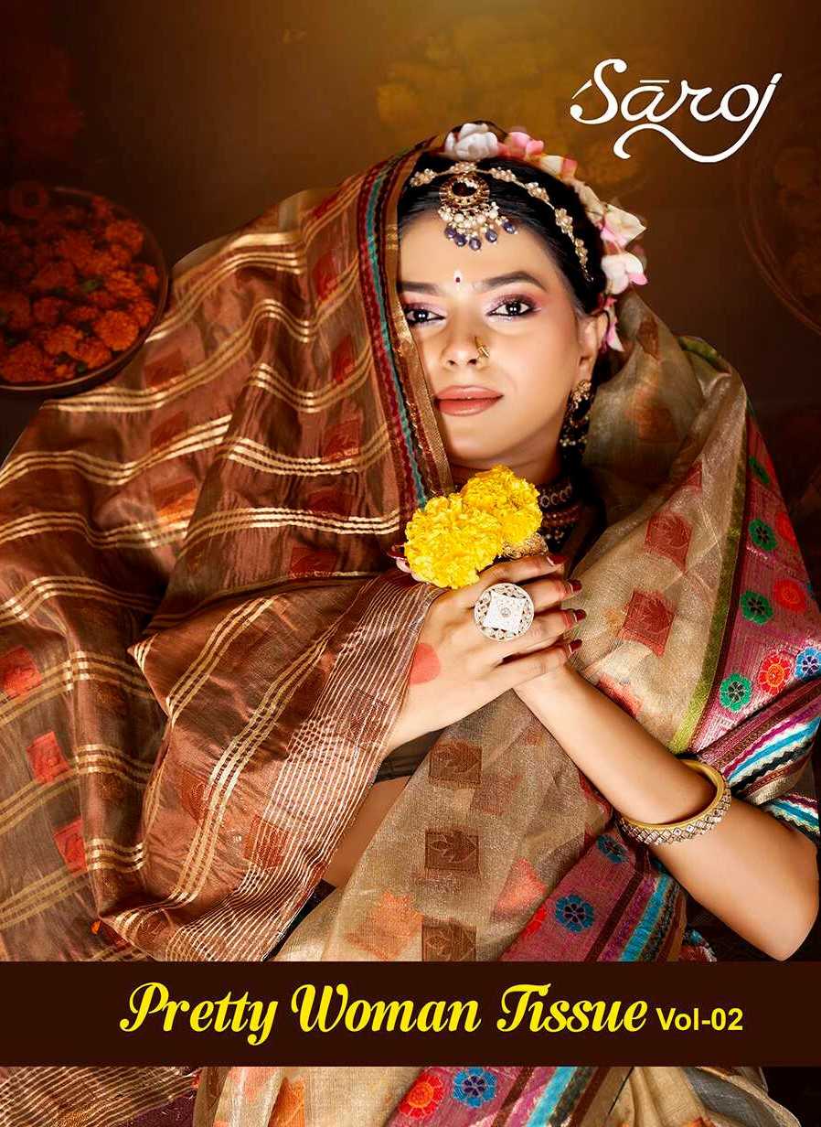 Saroj Pretty woman tissue vol.2 organza silk saree