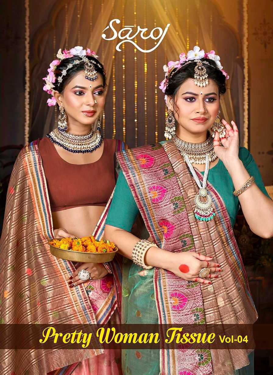 Saroj Pretty woman tissue vol.4 organza silk saree