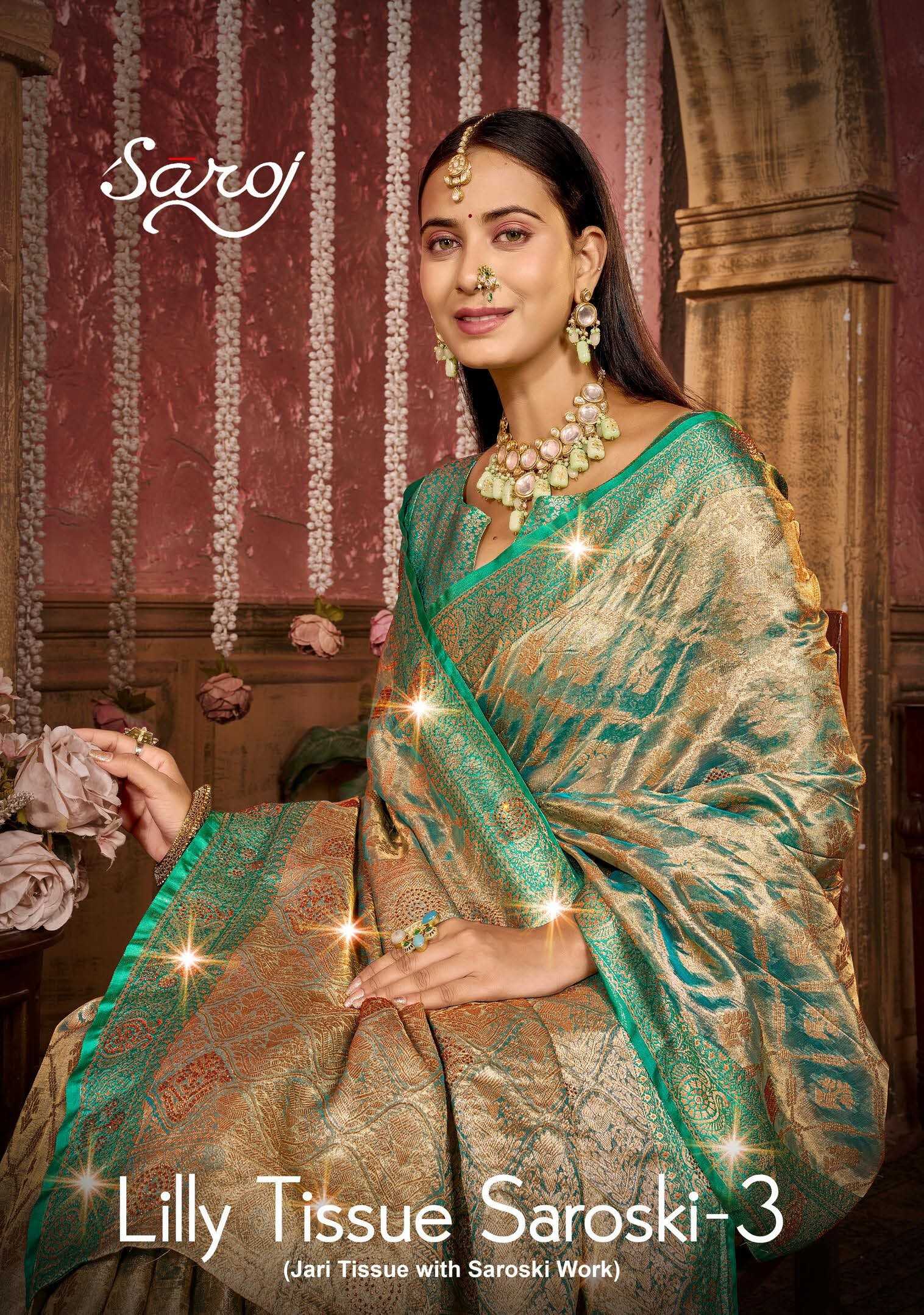 Saroj Tissue swarovski vol.3 Orgaza silk saree