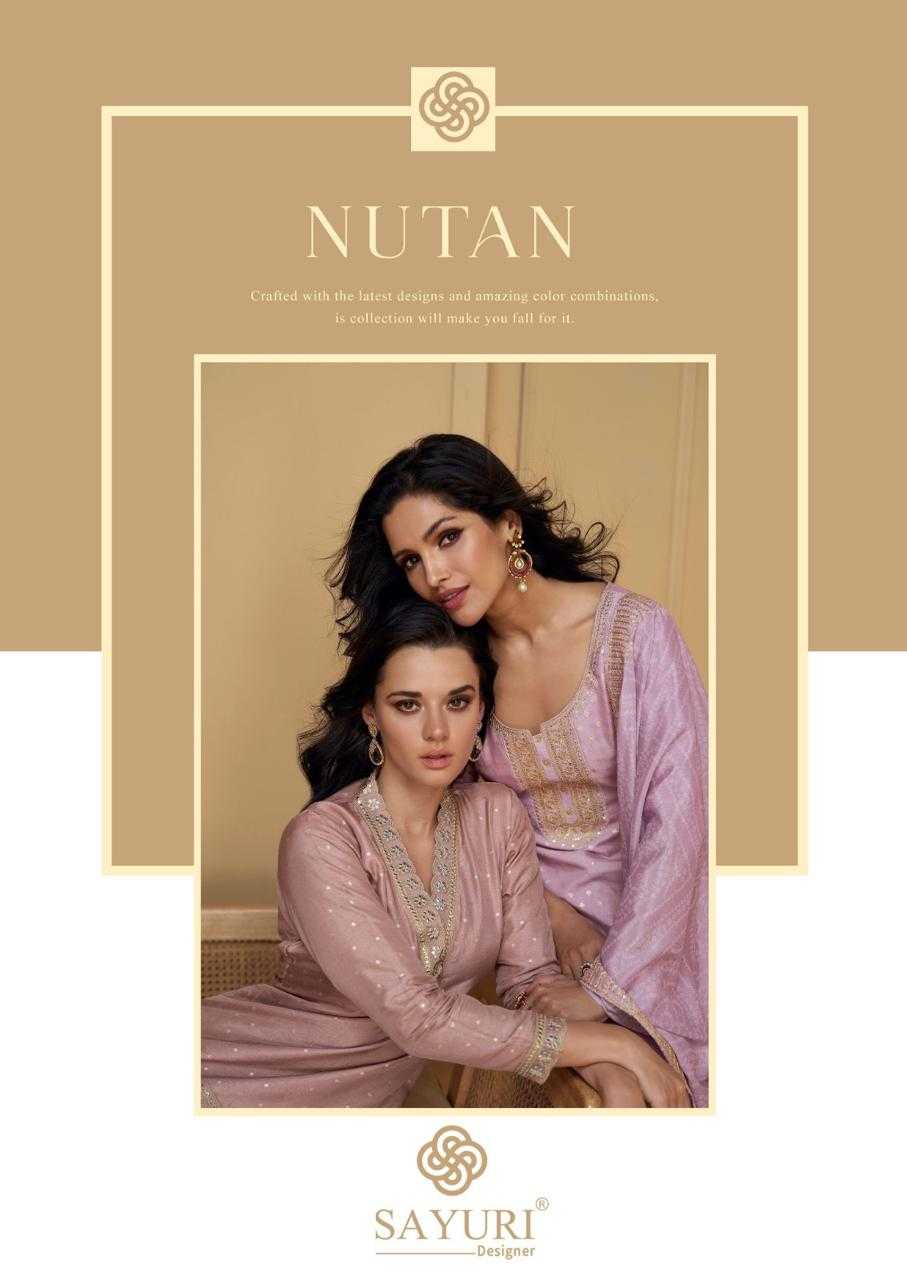 sayuri designer nutan readymade viscose jacquard silk party wear suit 