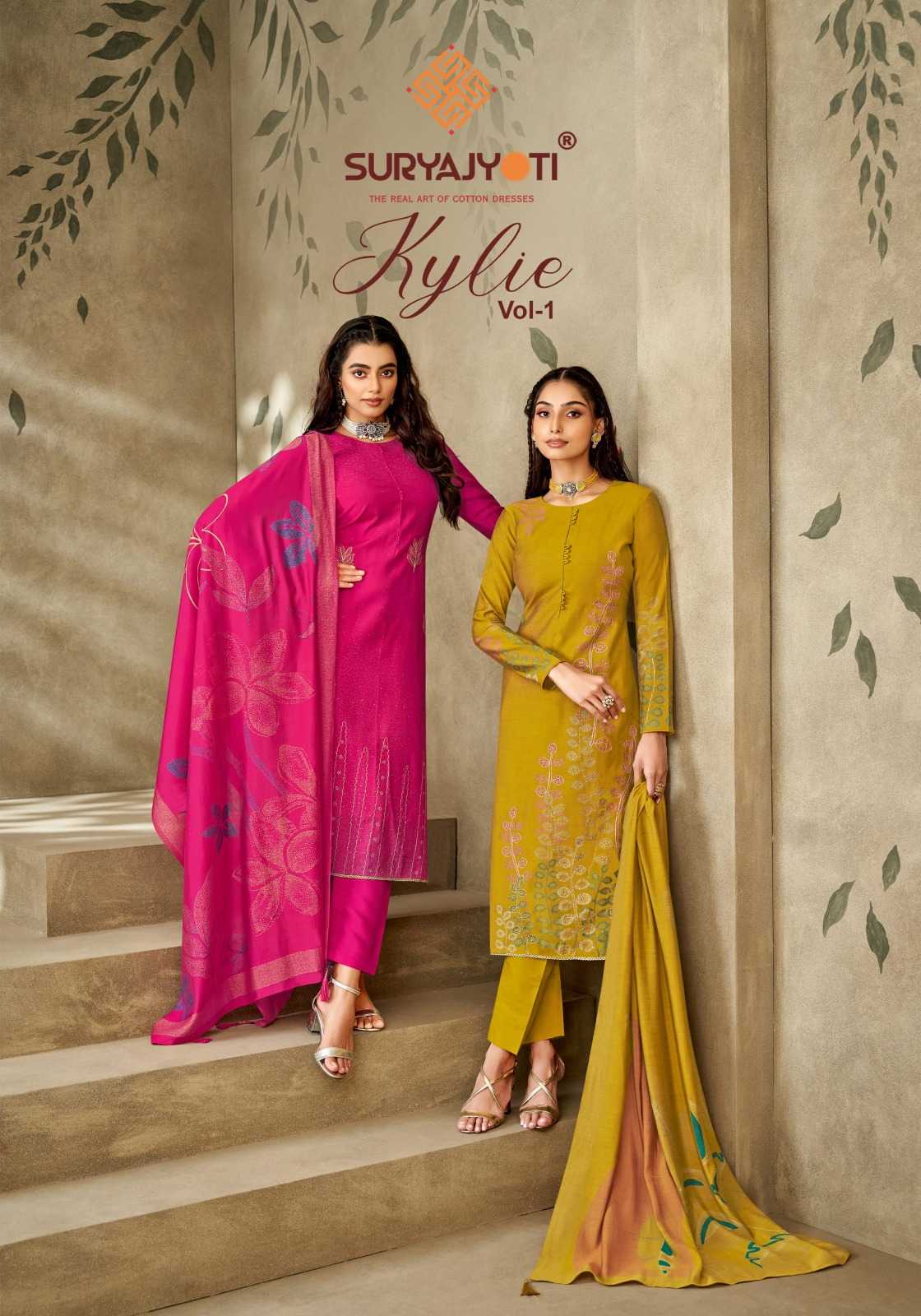 suryajyoti kylie vol 1 unique print modal swarovski suits collection