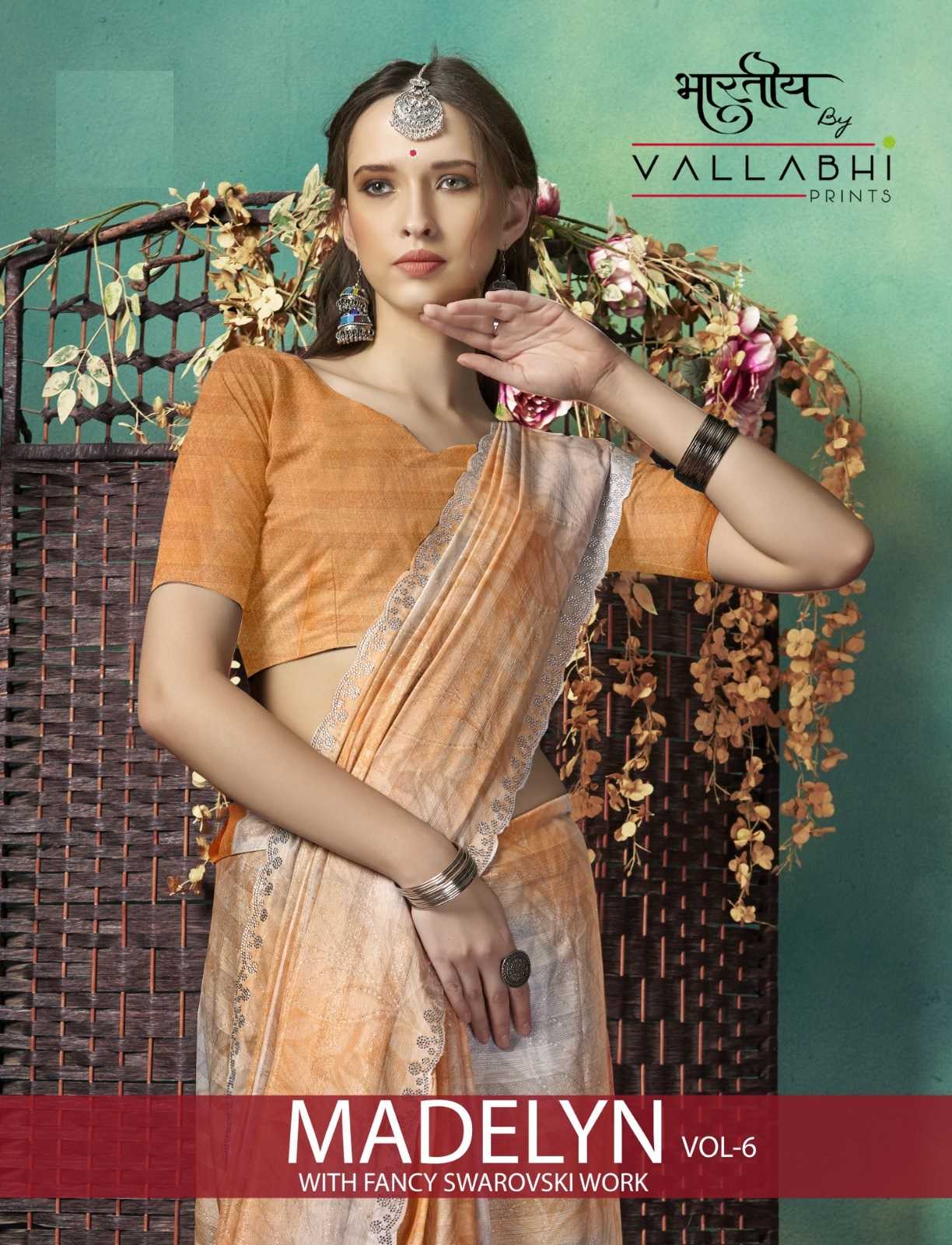 vallabhi madelyn vol 6 leaf printed chiffon saree