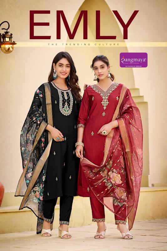 emly by rangmaya hand work vertican readymade 3pcs suits