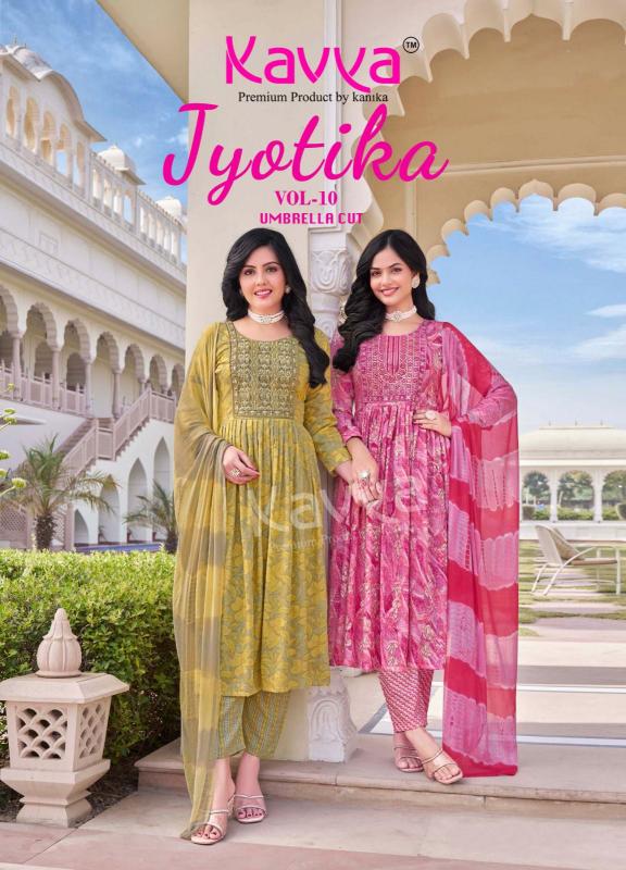 jyotika vol 10 by kavya capsule foil print embrodiery ladies suits