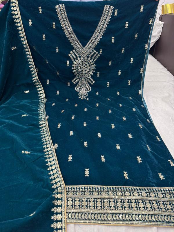 pr glamour velvet party wear winter pakistani dress material  