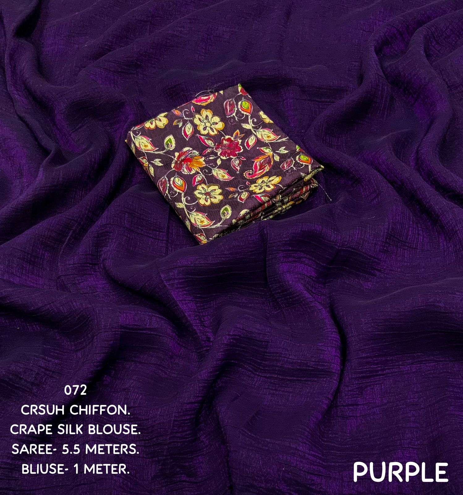 pr kc 72 crush chiffon woven shine pattern designer saree wholesaler 