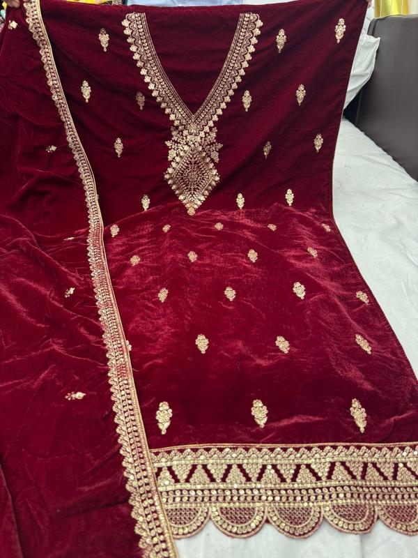 pr rehmat velvet winter special stylish look pakistani dress material 