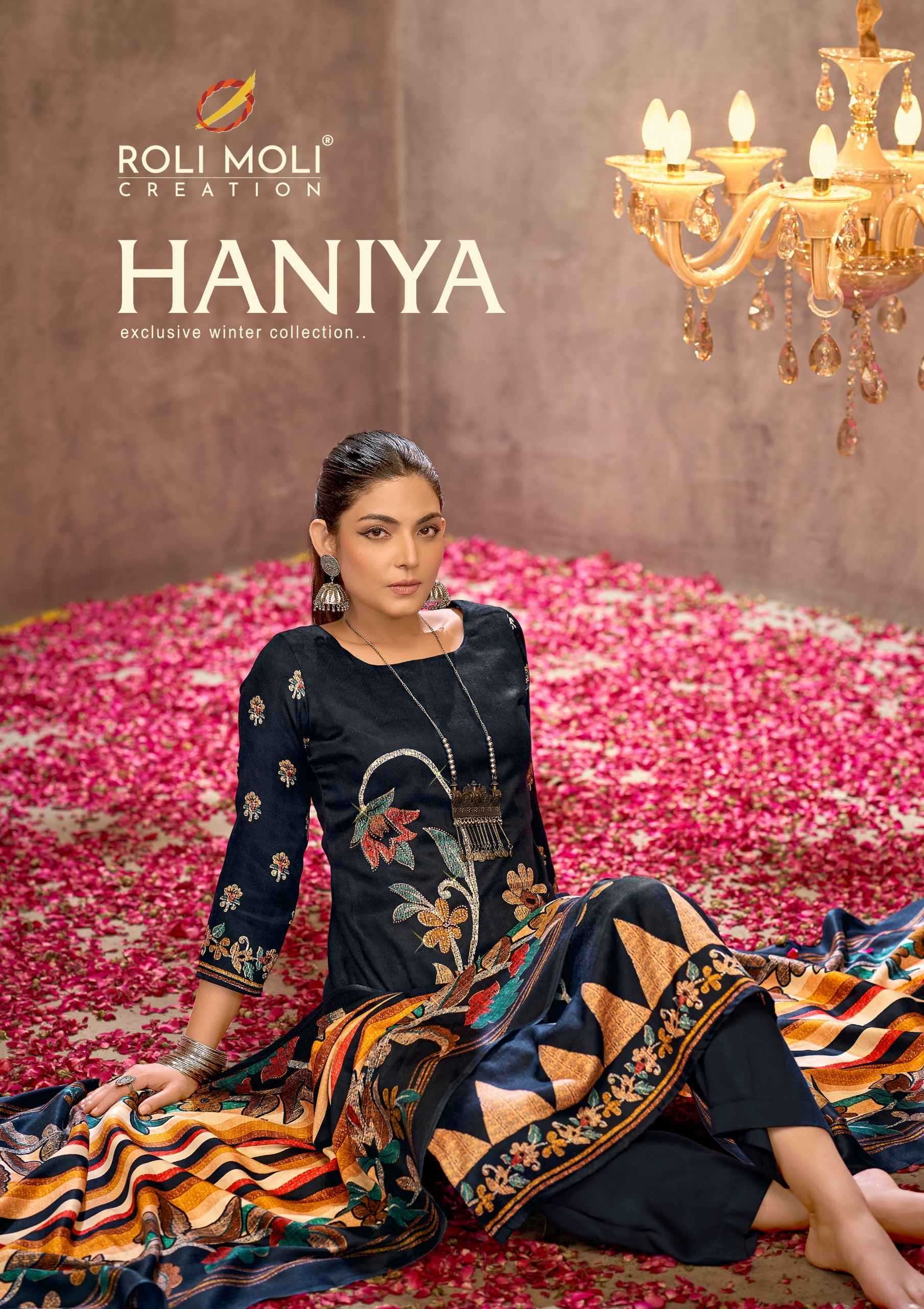 roli moli creation haniya winter wear pashmina readymade salwar kameez