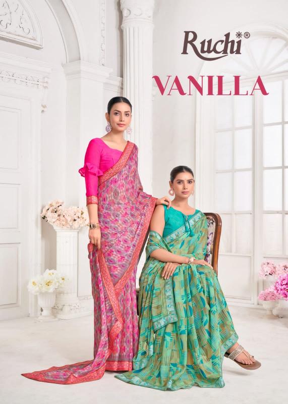 ruchi vanilla vol 8 beautiful digital print chiffon saree collection
