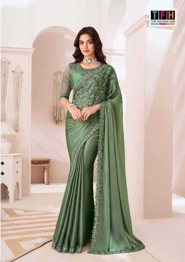 sandal wood 1307 by tfh satin chiffon stylish saree collection