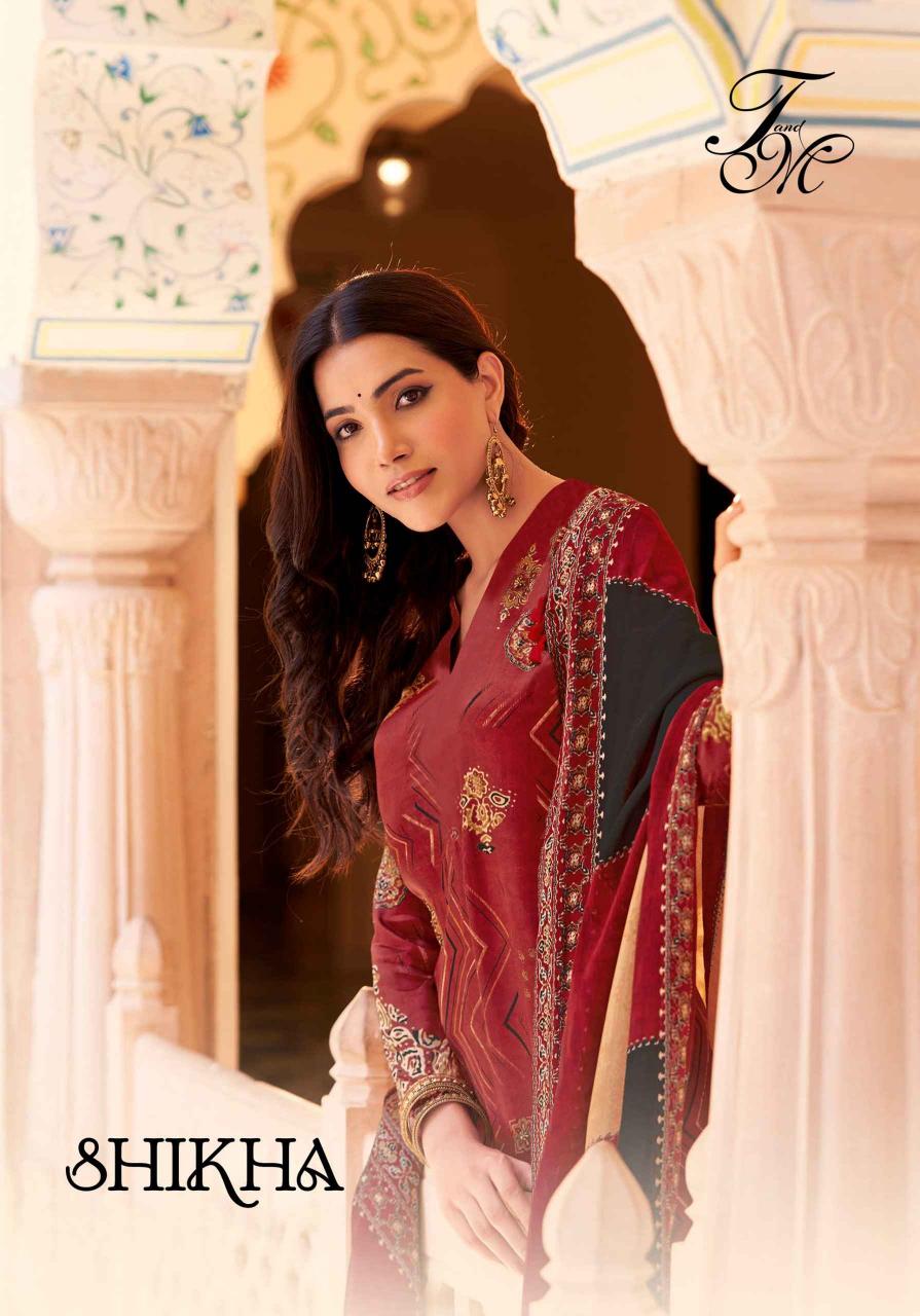 shikha by t&m beautiful unique print muslin silk suits collection