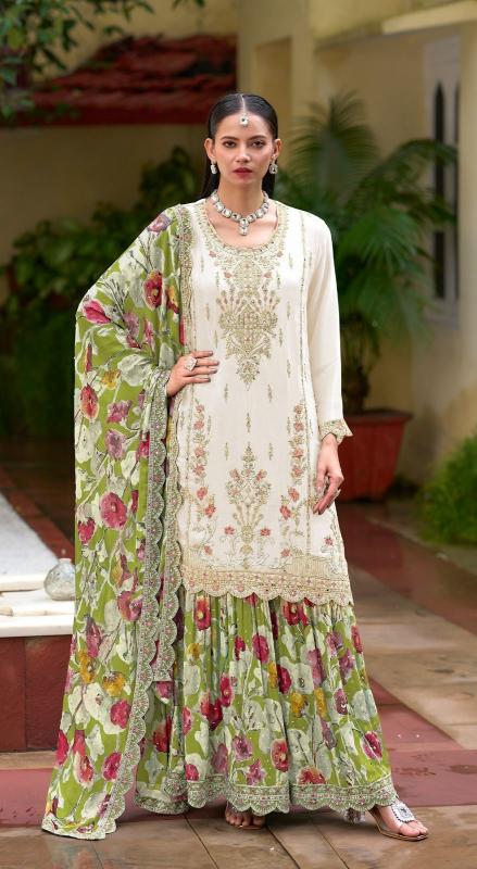 shree fabs 1471 mirror work chinon pakistani readymade suits with sharara 