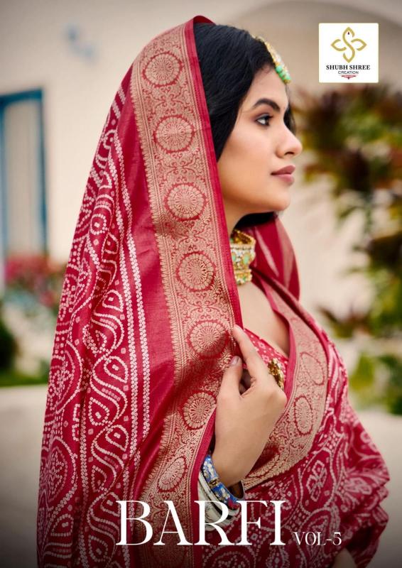 shubh shree creation barfi vol 5 silk dola stylish saree online