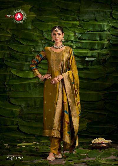 triple a saptrang viscose jacquard fancy trendy ladies suits