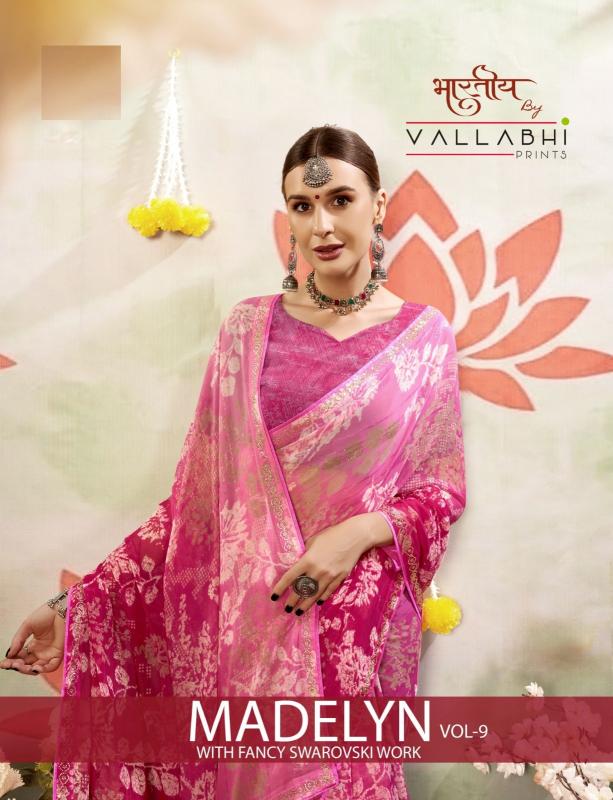 vallabhi prints madelyn vol 9 floral print trendy chiffon saree online