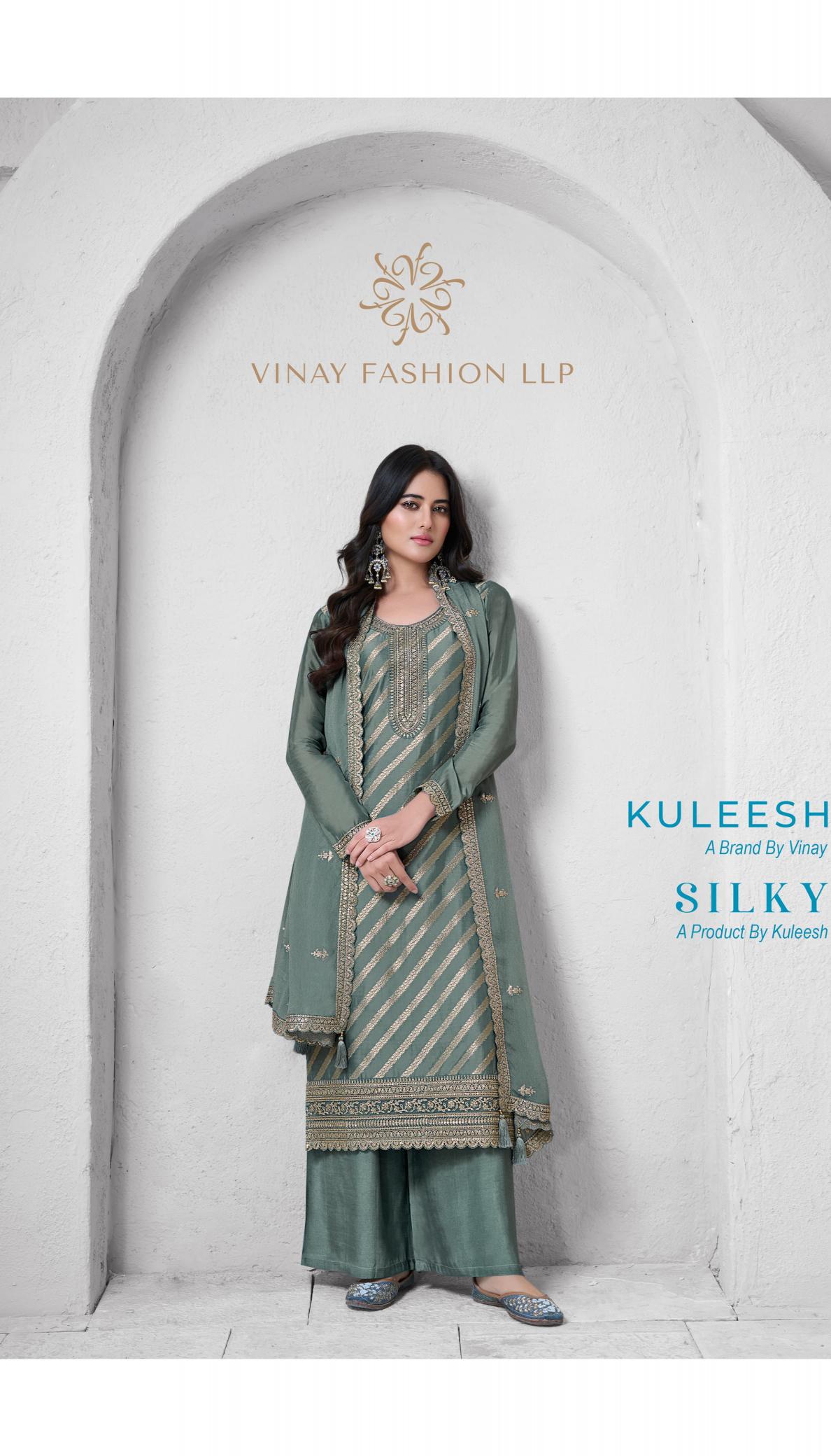 vinay kuleesh silky readymade exclusive design big size 3pcs dress