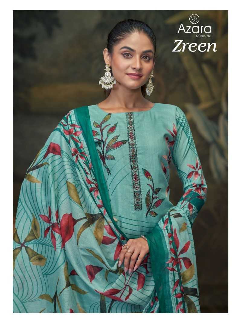 zreen by azara radhika fashion cambric cotton unique print 3pcs suits
