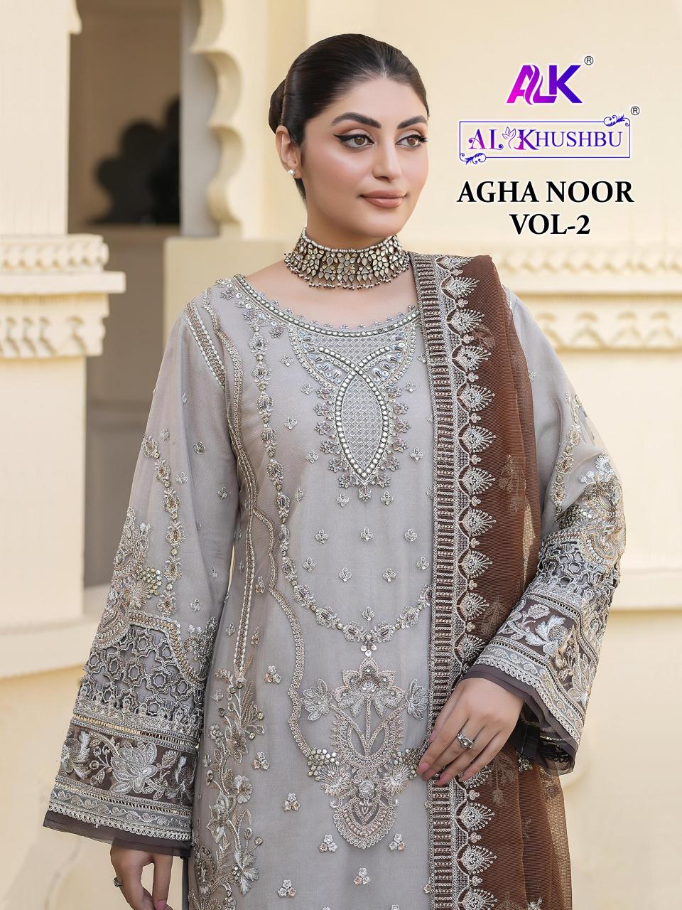 al khushbu agha noor vol 2 georgette heavy designer pakistani salwar suits 